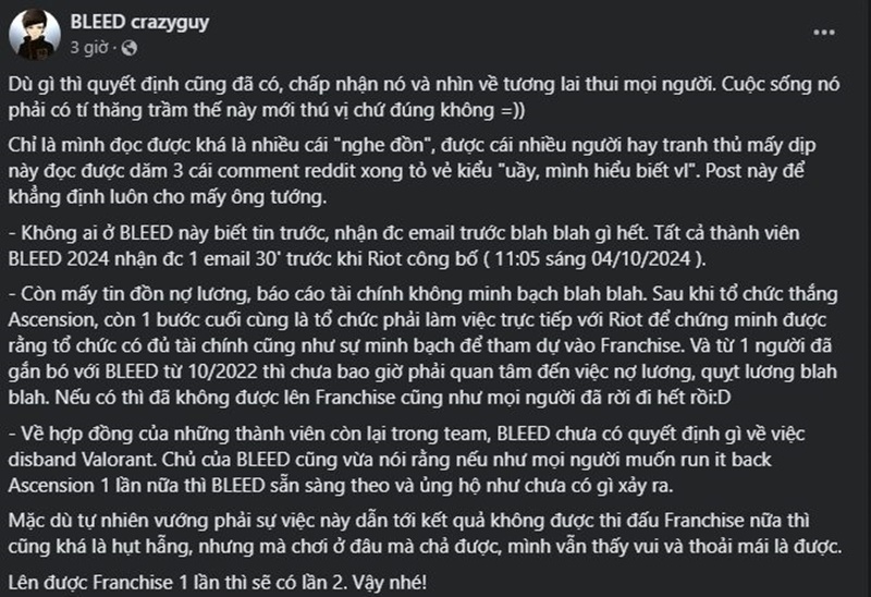 Notice of bleed and crazyguy on the decision to leave VCT - Photo 2