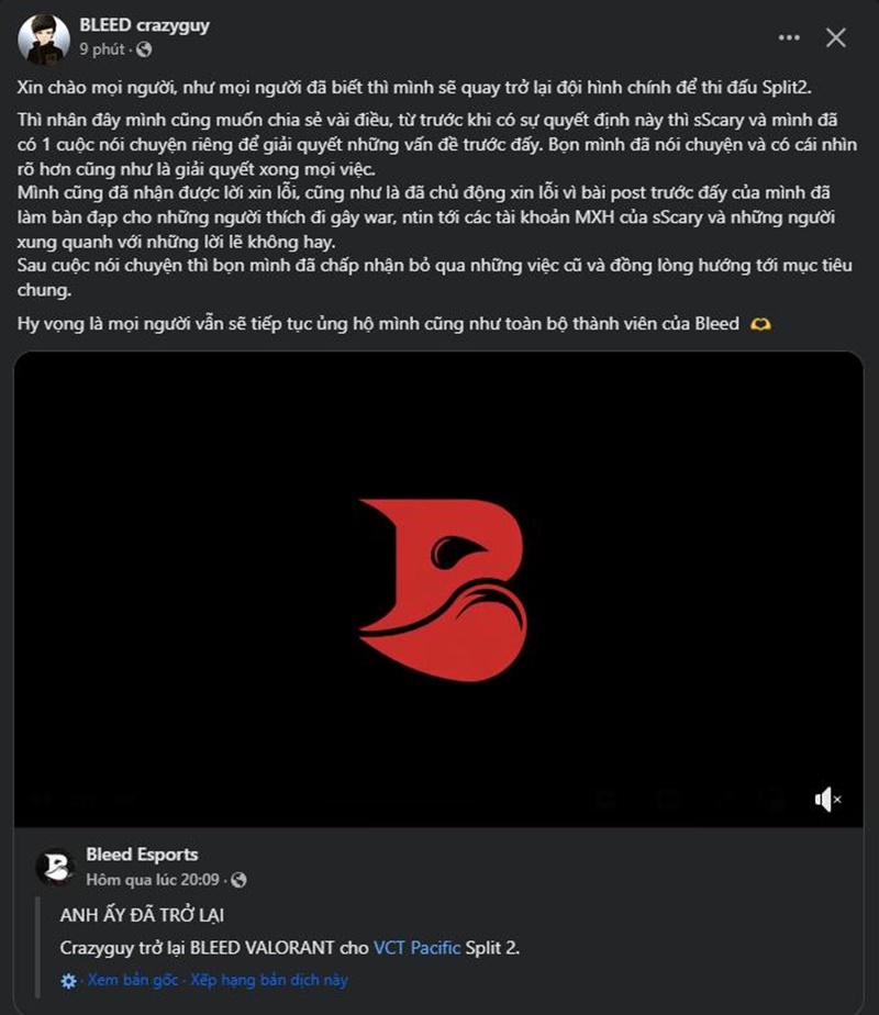 Crazyguy officially returns to the main squad of Bleed - Photo 2