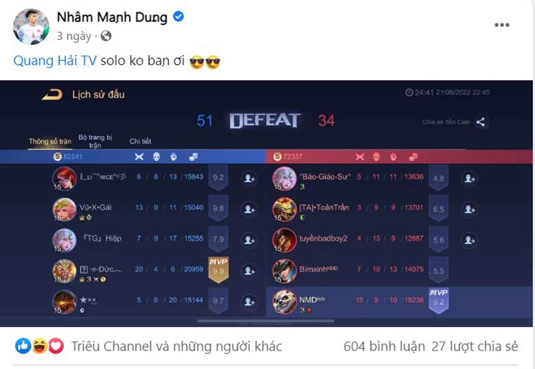 Nham Manh Dung confidently challenged the Mobile superstar superstar