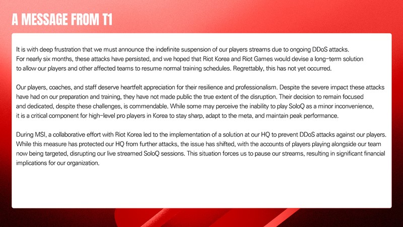 T1 stops the stream indefinitely, requires Riot Games to solve the problem - Photo 1