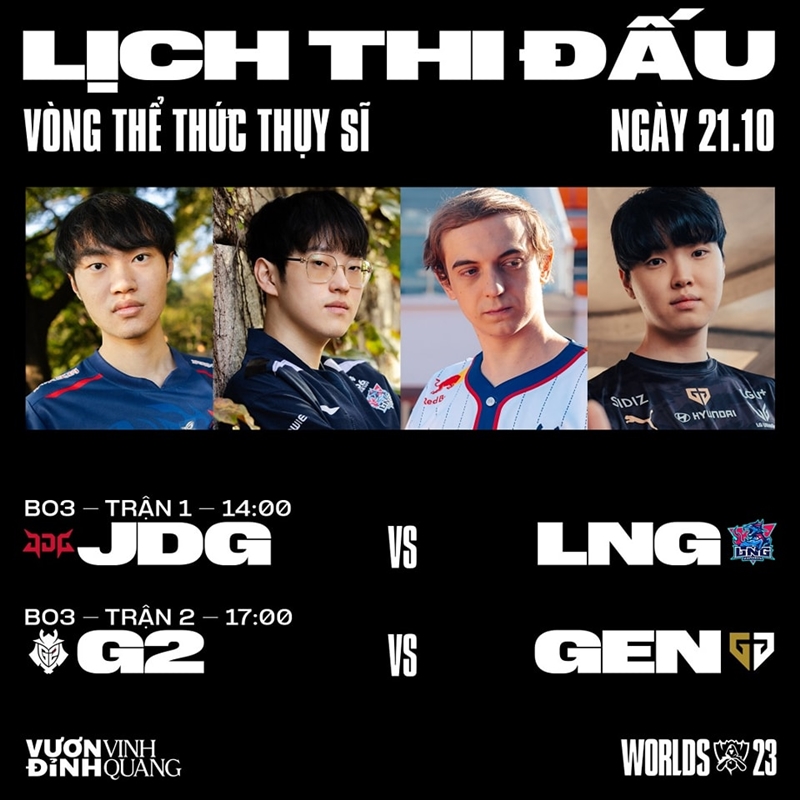 Live Worlds 2023 - Swiss round 3: JDG vs LNG, G2 vs Gen - Photo 1