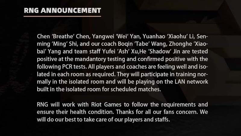 Except for Gala & Kenzhu, the entire RNG squad is positive for Covid -19 - Photo 1