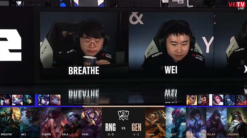Results RNG vs gene: Group Worlds 2022 Day 8 - Photo 1